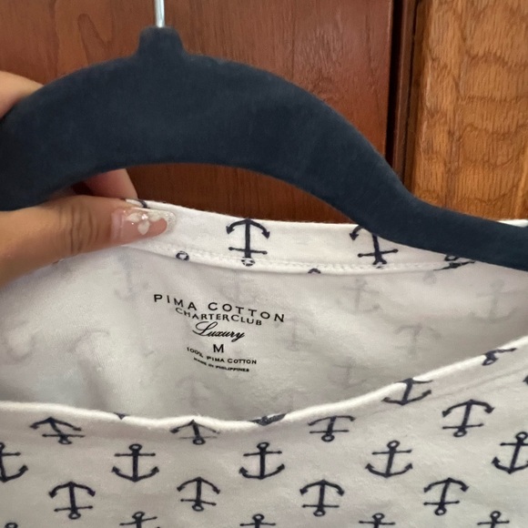 Anchor Print Boat Neck Tea Size M - Picture 3 of 6